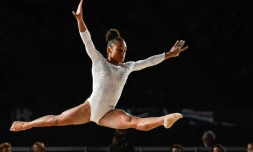 Mélanie de Jesus dos Santos, lors des Mondiaux de gymnastique de Montréal, le 4 octobre 2017 
