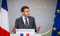 Le président Emmanuel Macron à l'Elysée, le 18 avril 2019 à Paris