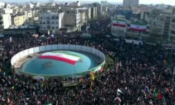 Des partisans du régime iranien rassemblés à Téhéran, le 12 janvier 2026 ( IRAN PRESS / - )