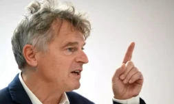 Fabien Roussel, le leader PCF, lors d'un déplacement en Espagne, Madrid, le 13 novembre 2021 ( AFP / GABRIEL BOUYS )