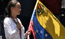 L'opposante vénézuélienne Maria Corina Machado lors d'une manifestation contre les résultats de l'élection présidentielle, à Caracas le 3 août 2024