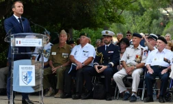 Cérémonie à l'occasion du 75e anniversaire de la libération de Bormes-les-Mimosas, en présence d'Emmanuel Macron, le 17 août 2019