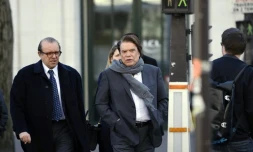 Bernard Tapie et son avocat Hervé Témine le 12 mars 2015 à Paris