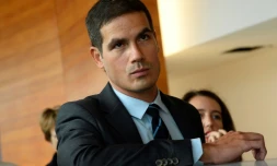 Le PDG de Radio France Mathieu Gallet, lors d'une conférence de presse à la Maison de la Radio à Paris, le 7 octobre 2014