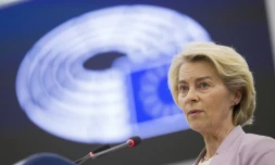 La présidente de la Commission européenne, Ursula von der Leyen, au Parlement européen à Strasbourg, le 9 juillet 2025