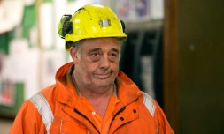 Un mineur termine son service dans la mine Kellingley dans le Yorkshire, lors du dernier jour d'exploitation de la mine le 18 décembre 2015