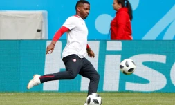 L'attaquant du Pérou Jefferson Farfan à l'entraînement le 15 juin 2018 à Saransk