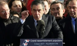 François Fillon lors du rassemblement au Trocadéro le 5 mars 2017 à Paris