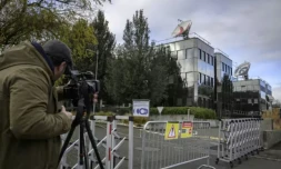 Le siège de l'Union Européenne de Radio-Télévision (UER) à Genève, le 4 décembre 2025 ( AFP / Fabrice COFFRINI )
