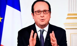 François Hollande lors des ultimes voeux télévisés du Nouvel an de son quinquennat, le 31 décembre 2016 à Paris