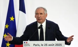 Conférence de presse du Premier ministre François Bayrou le 25 août 2025 à Paris ( AFP / Dimitar DILKOFF )