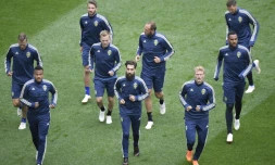 Les Suédois à l'entraînement au stade de Saint-Pétersbourg, le 2 juillet 2018, à la veille du match contre la Suisse