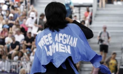 La Bgirl afghane Talash, vendredi 9 août, aux JO Paris 2024. Odd ANDERSEN / AFP