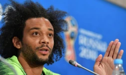 Le défenseur brésilien Marcelo lors de la conférence de presse de veille de match, le 16 juin 2018 à Rostov