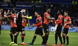 Les joueurs de Rennes lors de leur victoire à Lyon en demi-finale de la Coupe de France le 2 avril 2019