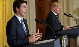 Le Premier ministre canadien Justin Trudeau et le président américain Donald Trump lors d'une conférence de presse à la Maison Blanche à Washington DC me 13 février 2017