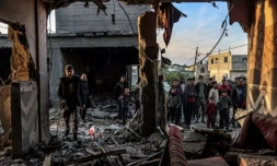 Destructions à Rafah, dans le sud de la bande de Gaza, aprÚs un bombardement israélien le 11 février 2024 ( AFP / SAID KHATIB )