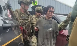 Photo diffusée par la police de l'Etat de Pennsylvanie de l'arrestation du criminel brésilien Danelo Cavalcante, le 13 septembre 2023, ( Police de l'Etat de Pennsylvanie / Handout )