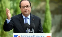Le président François Hollande s'adresse à la communauté française à Tanger le 20 septembre 2015