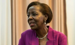 La Rwandaise Louise Mushikiwabo, candidate au poste de secrétaire générale de l'Organisation internationale de la Francophonie (OIF), le 2 août 2018 à Kigali