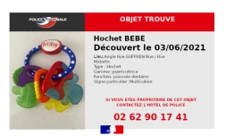 "Objet trouvé" : les policiers cherchent le propriétaire d'un hochet bébé laissé à l'abandon