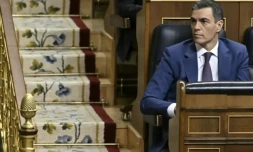 Le Premier ministre espagnol Pedro Sanchez au CongrÚs, avant un vote pour élire le prochain Premier ministre, le 16 novembre 2023 à Madrid ( AFP / JAVIER SORIANO )