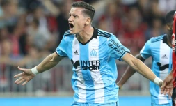 Le Marseillais Florian Thauvin buteur contre l'OGC Nice Ă l'Allianz Riviera, le 11 septembre 2016