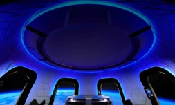 Photo non datée fournie le 19 mai 2021 par Blue Origin de l'intérieur de la capsule habitable de Blue Origin