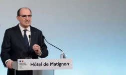 Le Premier ministre Jean Castex lors d'une conférence de presse sur la situation sanitaire, le 17 décembre 2021 à Paris ( AFP / GEOFFROY VAN DER HASSELT )