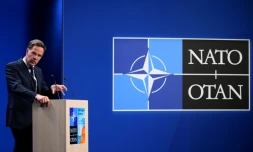 Le secrétaire général de l'Otan Mark Rutte, le 23 juin 2025 à La Haye