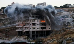 Destruction à l'explosif par Israël d'une maison dans le quartier palestinien de Sour Baher, le 22 juillet 2019, une opération condamnée par l'ONU, la France et l'UE