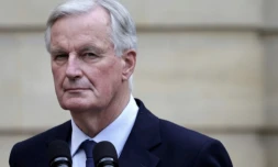 Le Premier ministre Michel Barnier à Matignon, lors de la passation de pouvoir, le 5 septembre 2024, à Paris ( POOL / STEPHANE DE SAKUTIN )