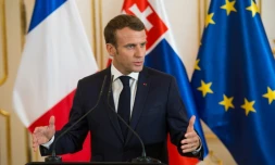 Le président français Emmanuel Macron en conférence de presse à Bratislava en Slovaquie, le 26 octobre 2018