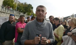 Le milliardaire tchèque Andrej Babis, lors d'un meeting de campagne à Prague, le 28 septembre 2017