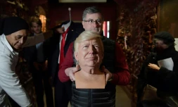 La tête du personnage de cire à l'effigie de Donald Trump, le 19 janvier 2017 au musée Grévin à Paris