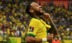 Neymar après son but contre l'Uruguay, le 14 octobre 2021 à Manaus