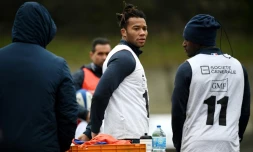 L'ailier Teddy Thomas lors d'un entraînement du XV de France, le 4 mars 2020 à Marcoussis