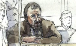 Un crocquis d'audience de l'islamiste allemand Christian Ganczarski, le 5 janvier 2009 au tribunal à Paris