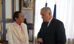 François-Noël Buffet (Les Républicains), nommé le 21 septembre 2024 ministre des Outre-Mer dans le gouvernement de Michel Barnier ( AFP / Geoffroy Van der Hasselt )