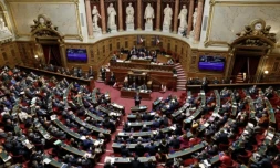L'hémicycle du Sénat pendant un débat le 14 novembre 2023 ( AFP / Geoffroy Van der Hasselt )