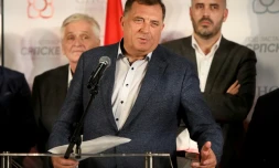 Le nationaliste serbe Milorad Dodik, candidat à la présidence collégiale de Bosnie, le 7 octobre 2018 à Banja Luka