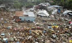 Le quartier de Pilar à Abuyog town dévasté par une coulée de boue, le 14 avril 2022