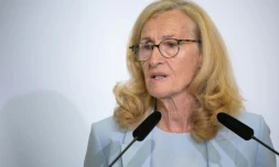 Nicole Belloubet lors de la conférence de presse de rentrée scolaire, à Paris, le 27 août 2024