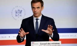 Le porte-parole du gouvernement Olivier Véran s'exprime le 20 septembre 2023 à Paris après le Conseil des ministres ( AFP / Ludovic MARIN )