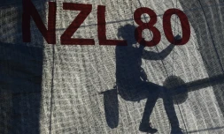 Le monocoque du Néo-Zélandais Conrad Colman, concurrent du Vendée Globe, le 5 novembre 2016 aux Sables-d'Olonnes