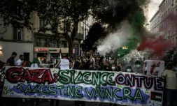 Une manifestation de soutien aux Palestiniens, Ă Lyon, le 9 octobre 2023 ( AFP / JEFF PACHOUD )