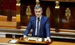 Le ministre de l'Intérieur Gérald Darmanin lors d'un débat sur la loi immigration, le 11 décembre 2023 à l'Assemblée, à Paris