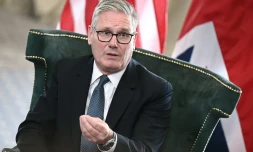 Le Premier ministre britannique Keir Starmer à Turnberry en Ecosse le 29 juillet 2025 - Photo par BRENDAN SMIALOWSKI / AFP