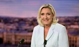 Marine Le Pen (Rassemblement national), sur le plateau de TF1, le 18 septembre 2023 à Boulogne-Billancourt (Hauts-de-Seine) ( AFP / Miguel MEDINA )