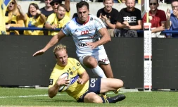 Nick Abendanon inscrit un essai pour Clermont face au Racing, le 23 septembre 2017 à Clermont-Ferrand